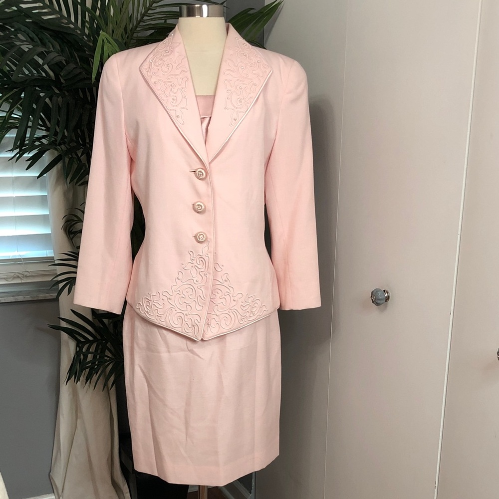 Nolan Miller Light Pink Embroidered Blazer